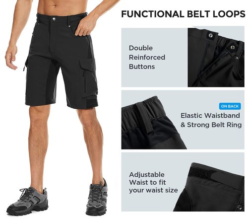 XKTTAC Men's Outdoor Quick Dry Lightweight Cargo Shorts for Hiking, Casual, Camping, Tactical, Fishing, Golf, Travel with 6 Pockets (Black, 4X-Large)