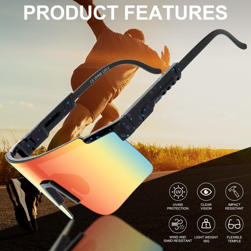 ROIBEAO Upgrade Cycling Glasses for Men Women, UV Protection Sports Sunglasses for Baseball Running Softball Driving Fishing Glof, Cycling Sunglasses Youth Adults for Mountain Bike Outdoor Sport