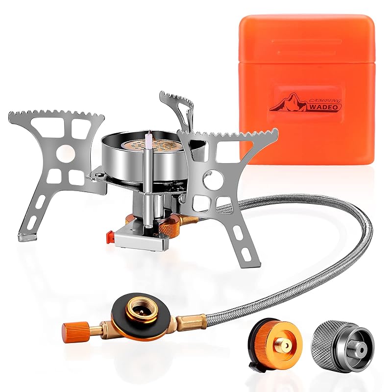 3900W Windproof Camping Stove with Piezo Ignition – Portable Backpacking Stove (WADEO)