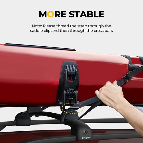BougeRV Kayak Roof Rack Saddles - Universal Mounting Kit for Cars & SUVs | 150LBS Load Capacity, Includes Tie Down Straps
