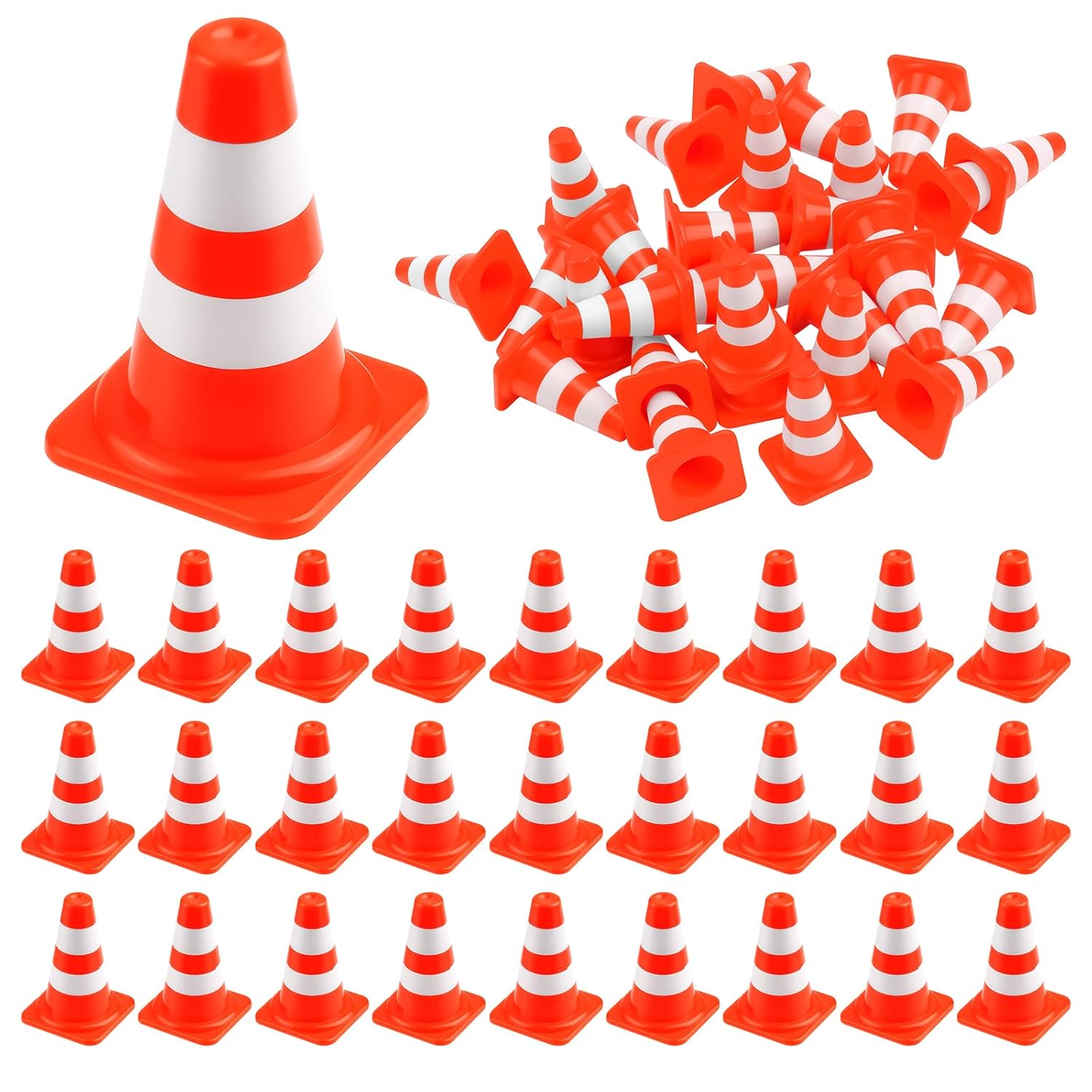 Skiennix Mini Traffic Cones - 30pcs Plastic Road Safety Barricades for Training & Sports | Orange