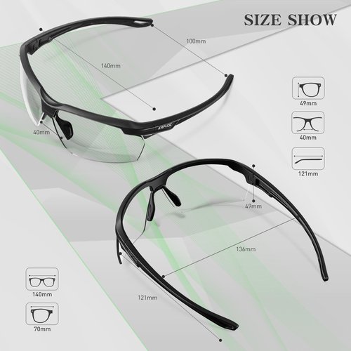 KAPVOE Photochromic Sunglasses for Men Women Sports Sunglasses Cycling Running Baseball Golf 100% UV Protection K87