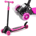 HOSKO Kick Scooter for Kids 2-7 Age， Light up 3 Wheels Kick Scooter, Heavy Duty Folding Lean-to-Steer Scooters with 3 Adjustable Handlebar for Boys Girls Pink