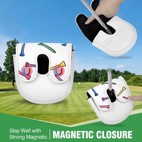 Golf Putter Cover DF3 Mallet Putter Headcover Colorful Tee Golf Club Cover for DF3 Putter with Magnetic Closure fit DF3 Putter
