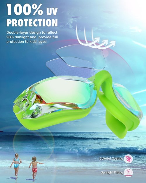 Aegend Swim Goggles - Anti-Fog & UV Protection for Kids Ages 3-14 | Comfortable Fit