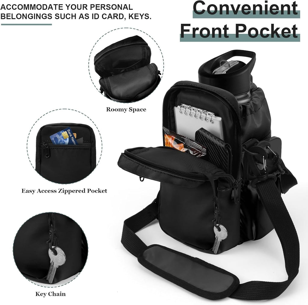 Skiennix Water Bottle Holder - Insulated Carrier Bag with Phone Pocket | 32/40oz Crossbody Sling for Hiking