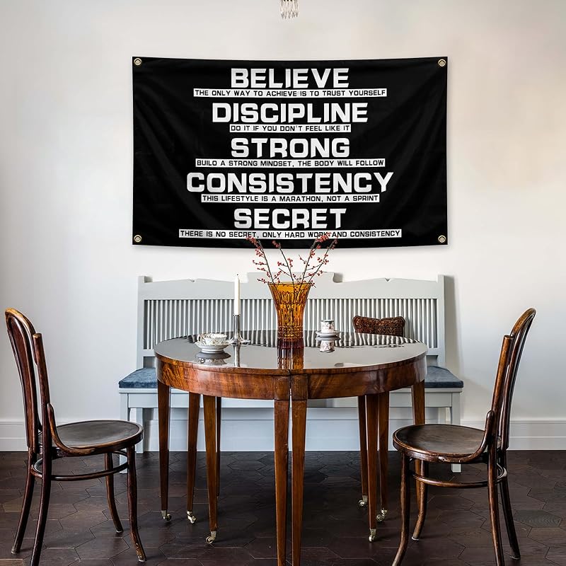 Discipline Motivational Flag 3x5ft with 4 Brass Washers | Dorm, Study, Gym, Office Wall Decor - Variation of THIS listing