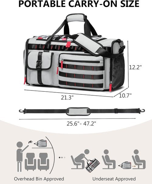 MCBD 45L Gym Bag - Versatile Travel Duffle with Shoe & Laptop Compartment | Grey Weekender Tote