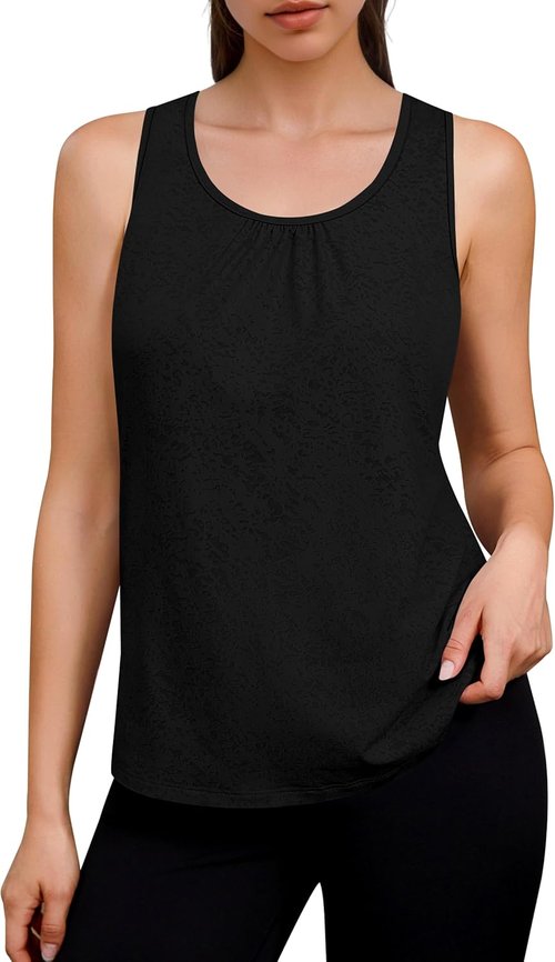 Laughido Women's Workout Tank Tops - Sleeveless Racerback Athletic Shirt for Yoga & Gym | Loose Fit