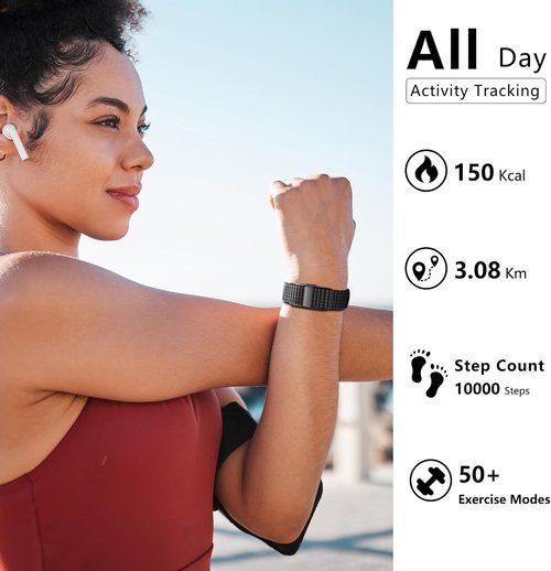 IAMJOY Smart Health Wristband - Wearable Fitness Tracker with Multi-Sport Mode & Health Monitoring | Black