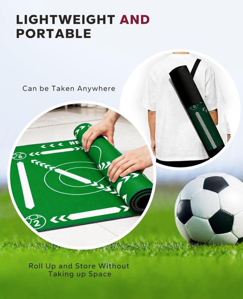 HAPBEAR Soccer Training Mat- Thickened 0.2 inch, Soccer Training Equipment for Footwork and Ball Mastery, Anti-Slip and Silent, Idea for All Ages to Improve Speed Strength Agility and Coordination