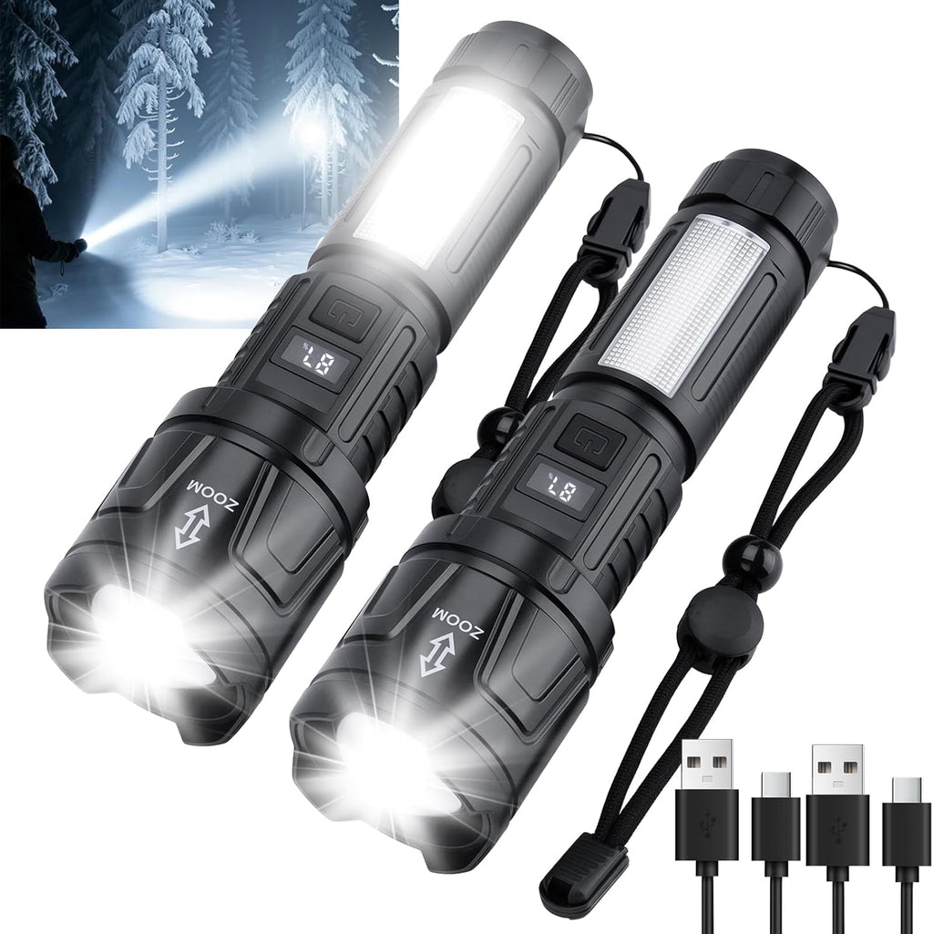 Skiennix Tactical LED Flashlights - Super Bright Rechargeable 1,500,000L with 6 Modes | 2-Pack