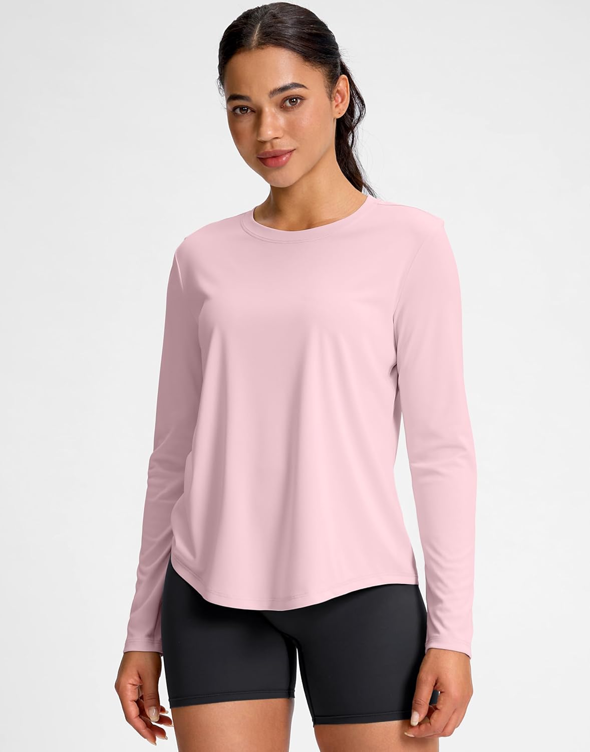 SANTINY Lightweight Long Sleeve Workout Top - Breathable Yoga & Gym Shirt | UPF 50+ Sun Protection