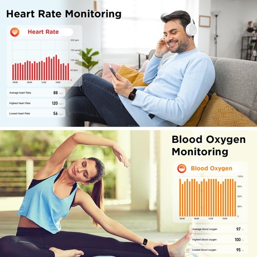 BENIO Smart Watch (Answer/Make Call), Voice Calls, 2.02" Fitness Tracker with 24/7 Heart Rate, SpO2, Sleep Tracker, 100 Sports Modes Activity Trackers, IP67 Waterproof Step Calorie Counter (Rose Gold)
