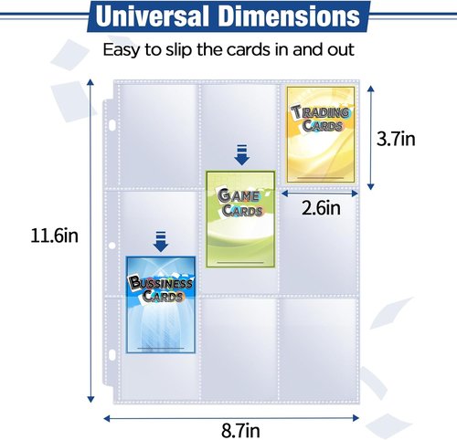 Fabmaker 648 Pockets Trading Card Sleeves - Durable Double-Sided Binder Sheets for MTG & Baseball