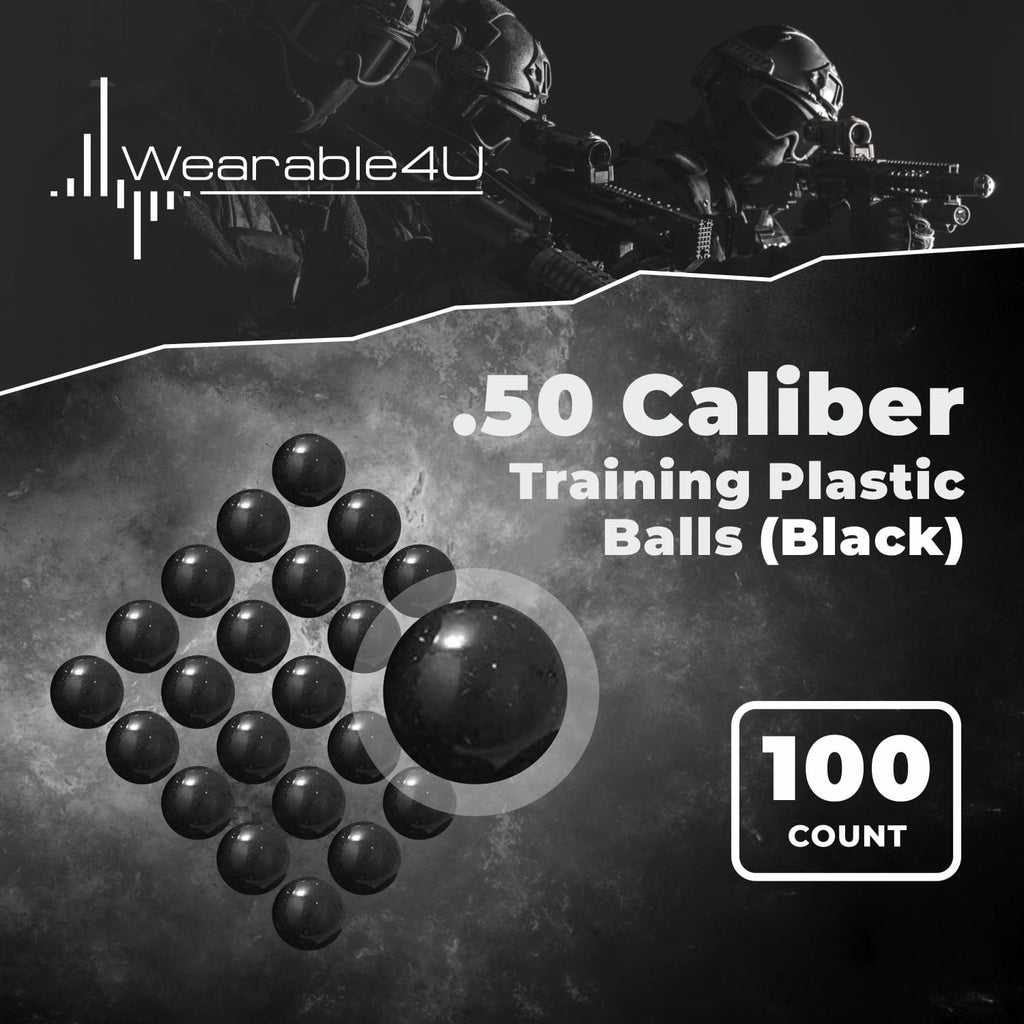 Wearable4U Hard Solid Plastic Balls - .43 Cal & .50 Cal Ammo for Launchers & Paintball Guns