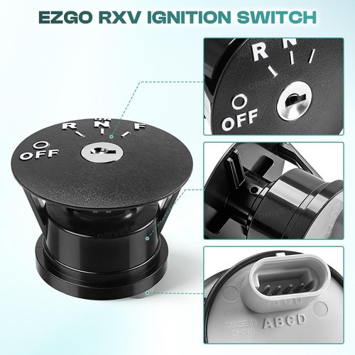 DRIVE UP Ignition Key Switch W/2 Keys for EZGO Electric RXV 2008-Up, OEM 605637 (Key Switch and Keys)