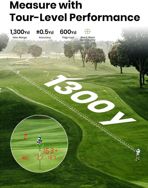 MILESEEY GenePro G1 GPS Rangefinder - Touchscreen, 43000+ Courses, 1300 Yards, Red & Green Display