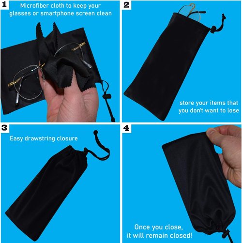 Mamlyn Microfiber Sunglasses Pouch - Premium Quality With Spring Fastener | Ideal For Travel