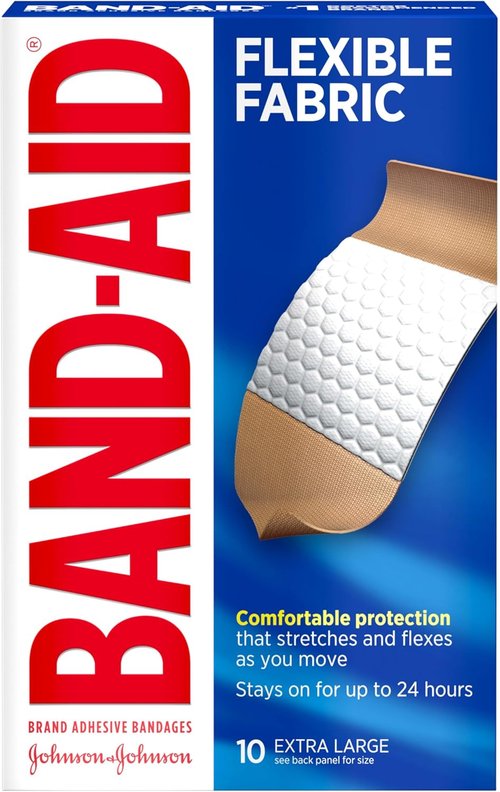 BAND-AID Brand Extra Large Flexible Fabric Adhesive Bandages - Comfortable Wound Care for Cuts & Scrapes