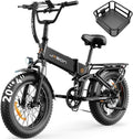 Jasion X-Hunter Foldable Electric Bike - 1400W Motor, 30MPH, 70+ Miles Range, 20'' Fat Tires | Black & Grey