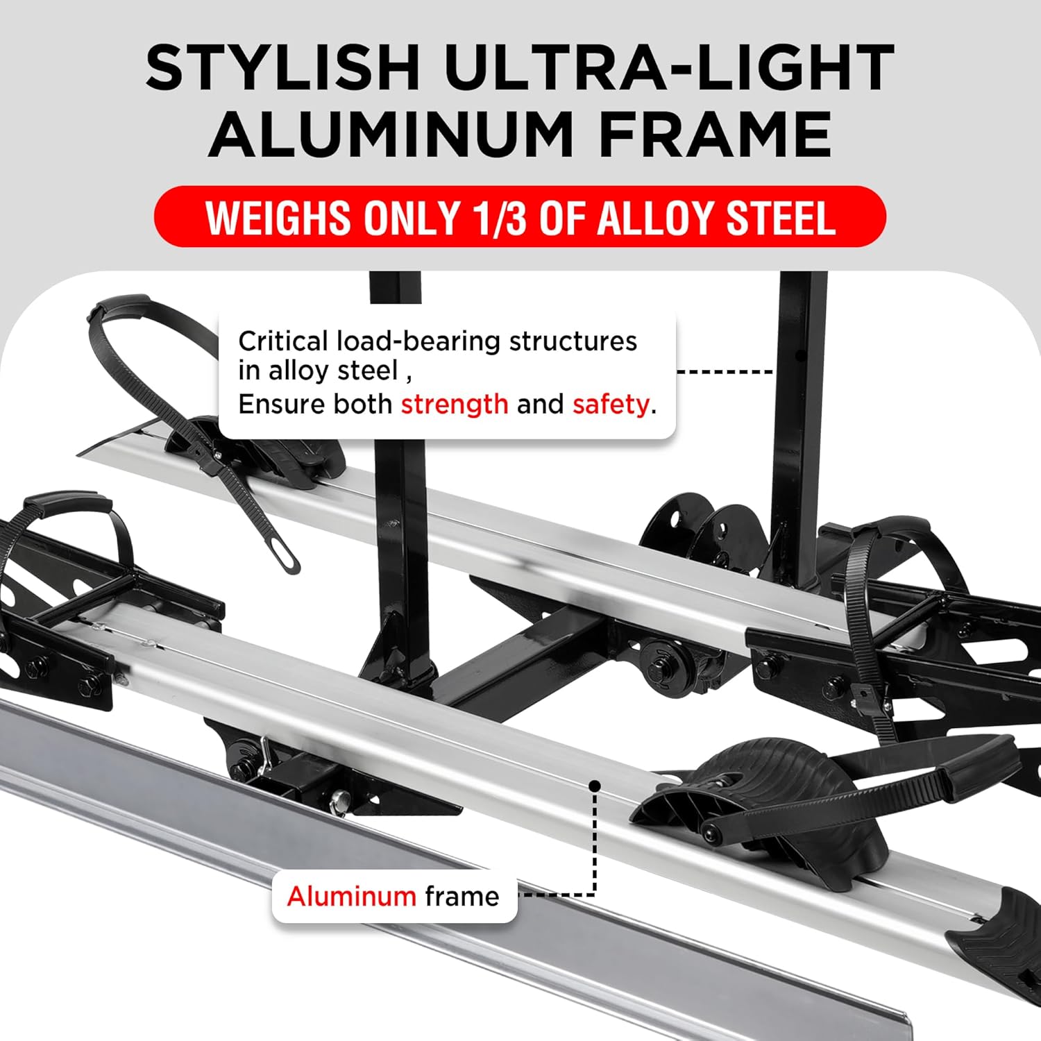 Young Hitch Mount Bike Rack - 200 lbs Capacity for 2 E-Bikes | Fits Cars, SUVs, RVs & Trailers