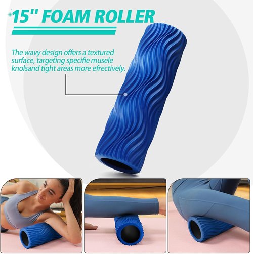 Krightlink 5-in-1 Foam Roller Set - Deep Muscle Massage & Trigger Point Release | Blue Wave