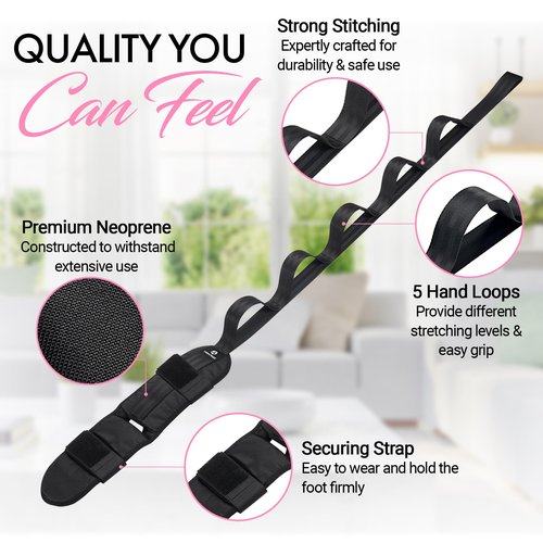 Stretch Strap with Loops for Foot and Calf - Ideal for Physical Therapy, Achilles Tendonitis Relief, and Plantar Fasciitis - Perfect for Yoga, Gymnastics, and Flexibility Training