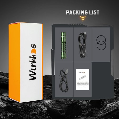 Wurkkos TD02 LED Flashlight, 2000 High Lumens Tactical Flashlight, Rechargeable Flashlights with 6 Modes, Super Bright Flashlight with Tail Switch, IP68 Waterproof Flash Light for Camping, Emergency