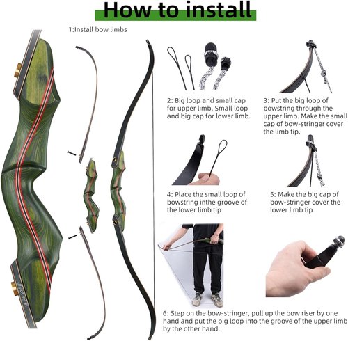 Archery 60" Recurve Bow and Arrow Set for Adults, 30-50lbs Right Hand Wooden Hunting Bow for Outdoor, Hunting and Practice, Standard Target Archery Beginner Recurve Bow and Arrows Kit
