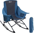 Portal Outdoor Rocking Chair - Portable Folding Rocker with Cup Holder & Side Pocket | Supports 350LBS, Blue