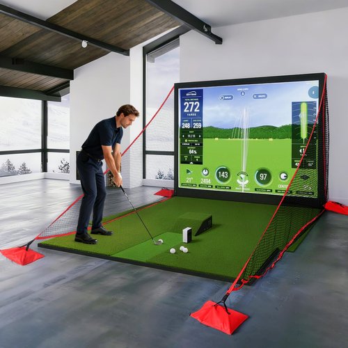 TOBWOLF 10x7ft Golf Hitting Net - Heavy Duty Practice Net with Sandbags for Stability, Fits Indoor Simulator & Outdoor Backyard Driving, Garage Training Net for Golf Ball Practice