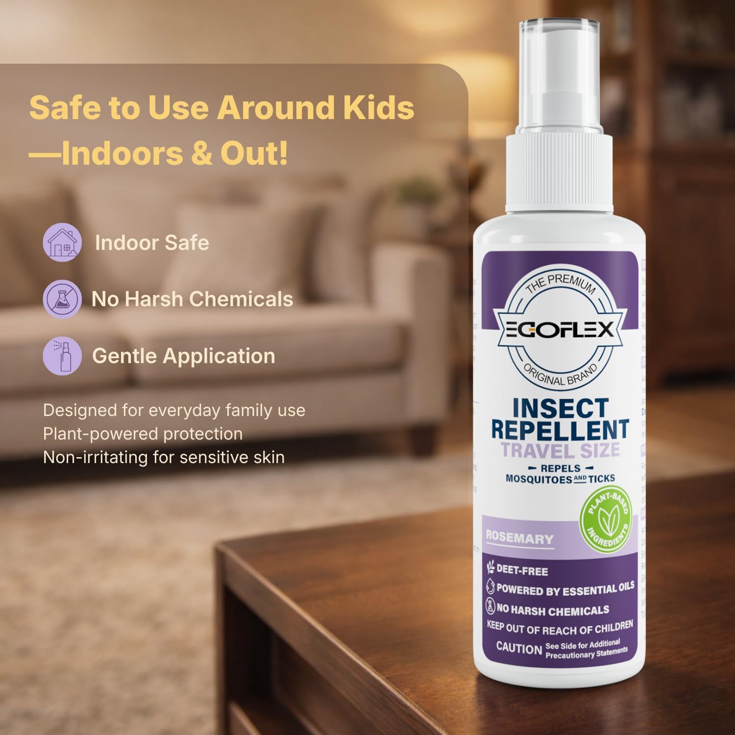 Skiennix Mosquito Repellent Spray - DEET-Free Essential Oil Formula - Travel Size 3 Fl Oz - Rosemary Scent