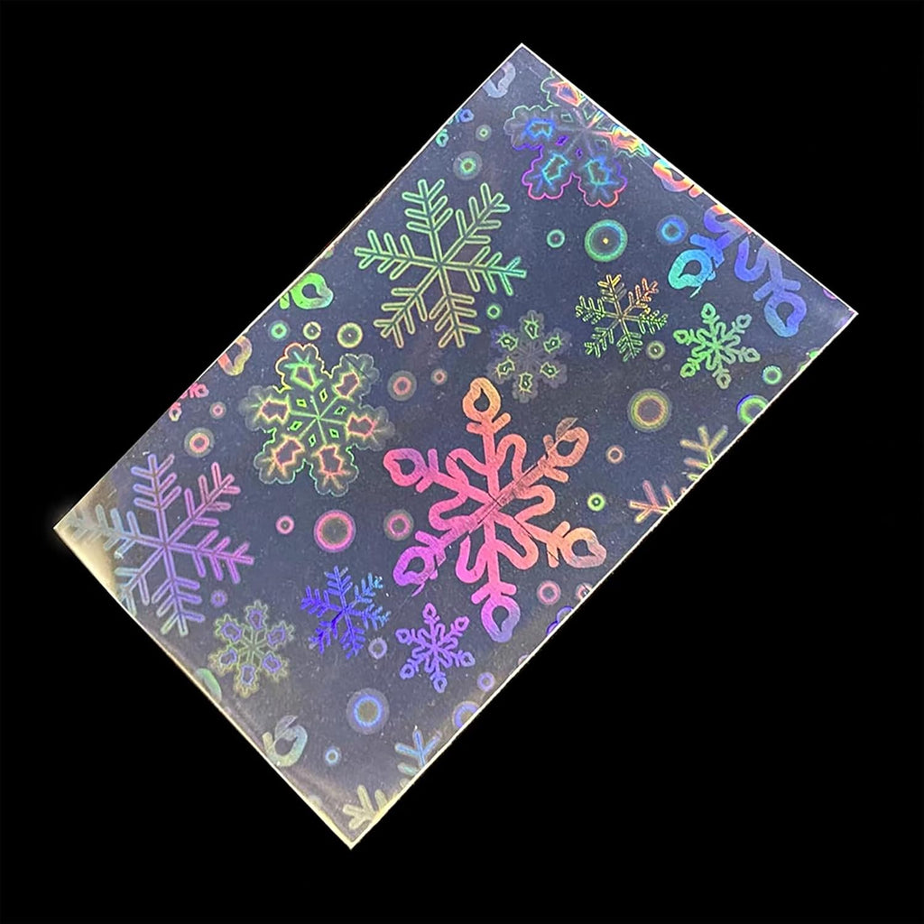 Skiennix Holographic Card Sleeves - 100 PCS Colorful Snowflake Patterned Protectors for Kpop & TCG Cards (61×88mm)