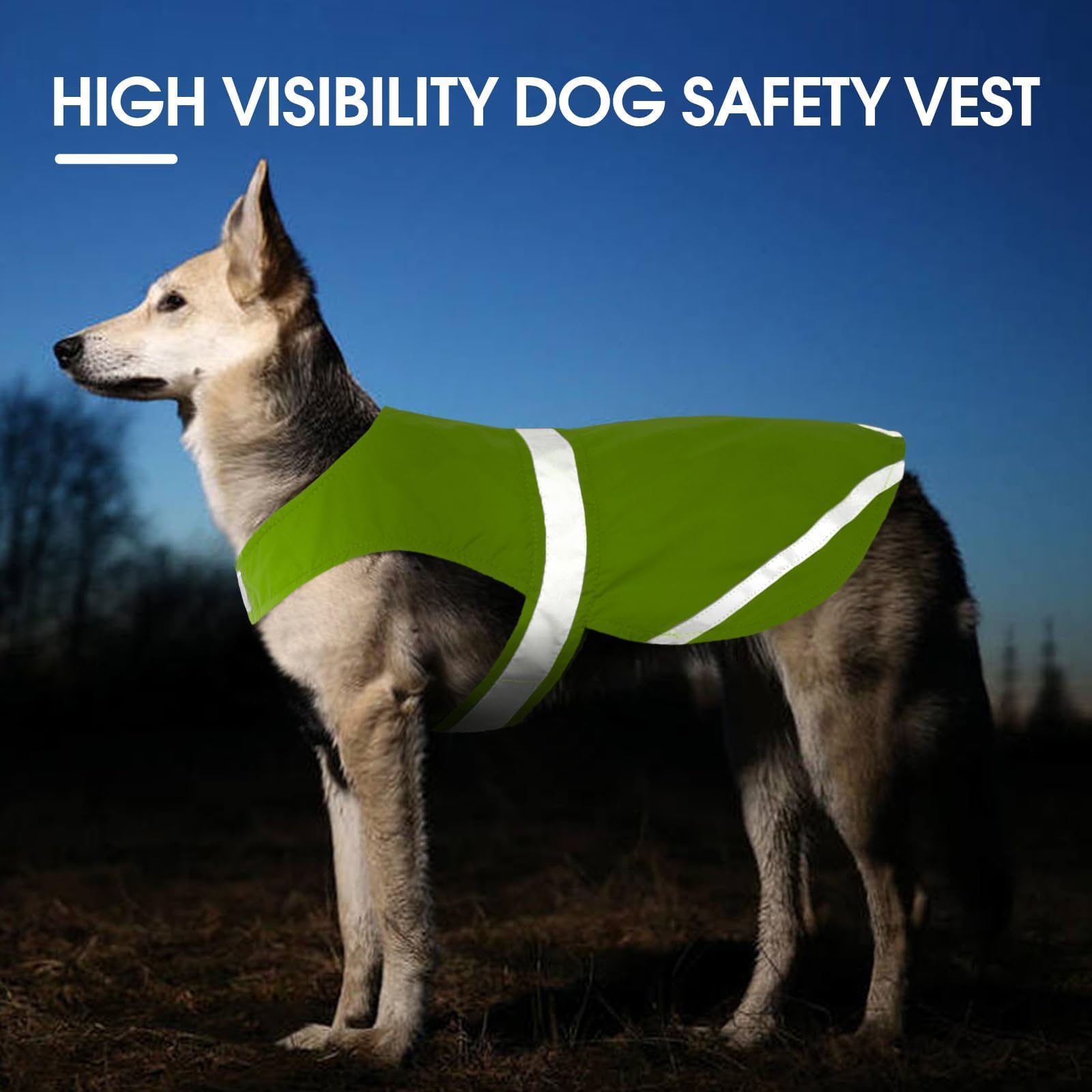 Kuoser Reflective Dog Vest, High Visibility Safety Vest for Medium to Large Dogs, Lightweight Pet Reflective Vests for Hunting Outdoor Activities Walking at Night, Fluorescent Green M