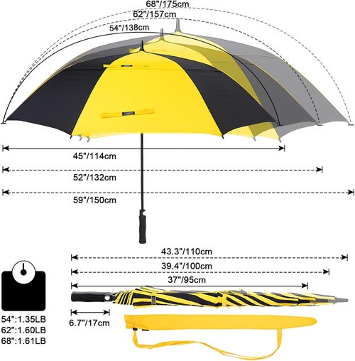 G4Free Automatic Open Golf Umbrella - Oversized Double Canopy, Windproof & Waterproof | 47-72 Inch Sizes