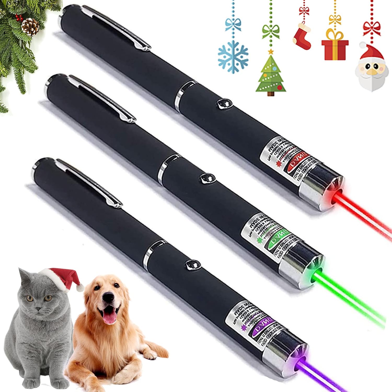 XIMIBI Laser Pointer for Cats & Dogs - 3-Pack Indoor Training Toys for Pets | Engaging Chaser Set