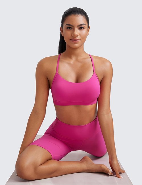 CRZ YOGA Y-Back Sports Bra for Women - Padded Low Impact Workout Top in Butterluxe Fabric