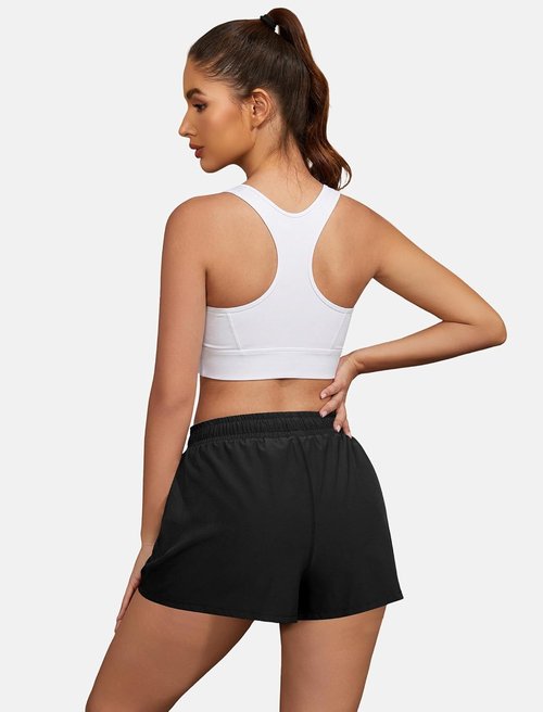 FireSwan Athletic Shorts for Women - 2 in 1 High Waisted Quick-Dry Workout Shorts with Pockets