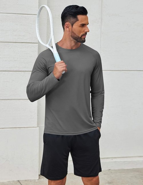 COOFANDY Men's Sun Protection Long Sleeve Rash Guard | Lightweight Quick-Dry Fishing Shirt
