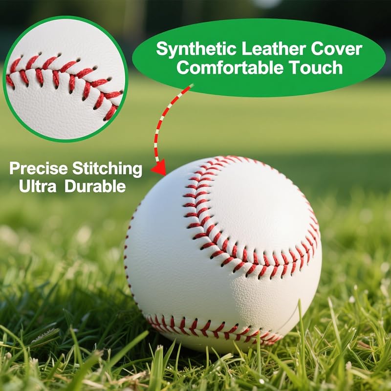 Official 9-Inch Baseball Training Balls, Blank Leather-Covered 2-Pack by Rarapop - Hard Core for Autographs