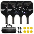 Graphite Pickleball Paddles Set of 4 Pickleball Racquet 6 Pickleball Balls 1 Bag 4 Replacement Soft Grip, Polypropylene Honeycomb Core Lightweight Indoor/Outdoor Pickle Ball Equipment (4)