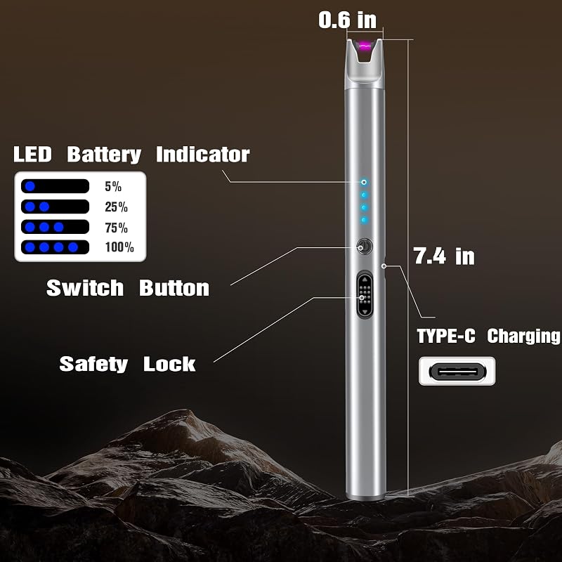 Luxgaze 4 Pack USB Rechargeable Electric Lighters - Windproof Plasma Arc with Safety Lock