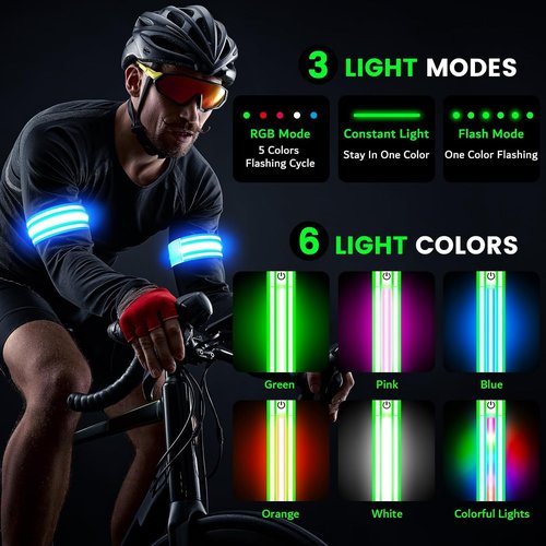 Fokia Kunbio LED Armband - High Visibility Light-Up Safety Gear for Night Running | Adjustable for Men, Women, Kids