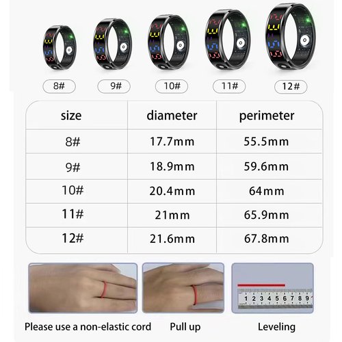 Yihou Smart Ring for Women Health Ring Fitness Tracker Sleep Monitor Step Counter Heart Rate Monitor Multisports No Subscription Fee for Android iOS Black 12