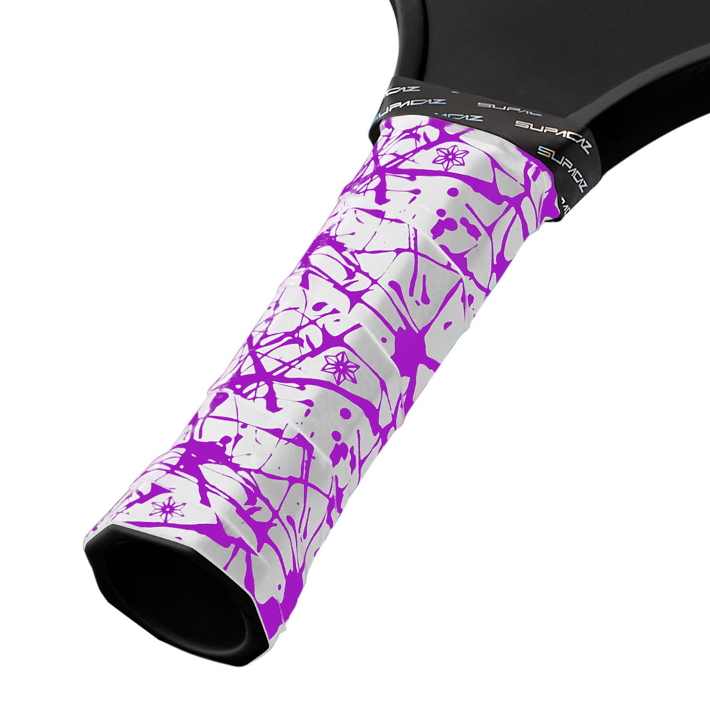 Supacaz Super Sticky Kush Neon Purple Splat Pickleball Overgrip - Tacky Pickleball Paddle Grip Tape Wrap - Pickle Ball Anti-Sweat Overwrap - 3pk