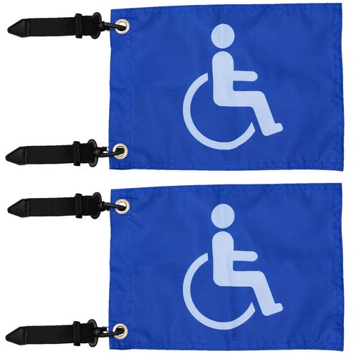 MOTAIN Easy Installation Golf Cart Flag Holder,2 Pack Elastic Strap Bracket with 6 * 9'' Handicap Flag for Seniors Handicapped Disability