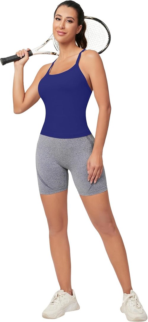 MathCat Workout Tank Tops - Women's Sleeveless Gym Shirt with Built-In Bra | Seamless Racerback Design