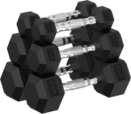 HANDBODE Hex Dumbbell Set - Rubber Encased 45-400 lb Weights | Non-Slip Handle for Secure Grip