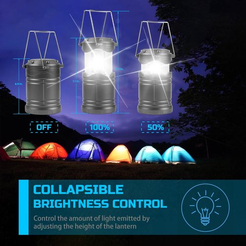 Lichamp LED Camping Lantern - 4 Pack Battery Powered Flashlights for Emergencies | Portable Gray Light